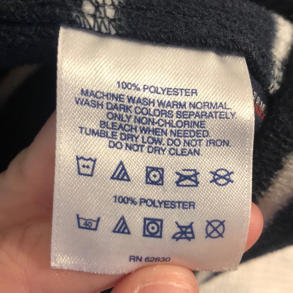 Land’s End Blue & White striped fleece quarter zip - Picture 4 of 6